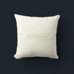 Simple Elegant Customizable Text | Gold Off White Throw Pillow<br><div class="desc">Elegant customizable gold lettering,  edit as you like.</div>