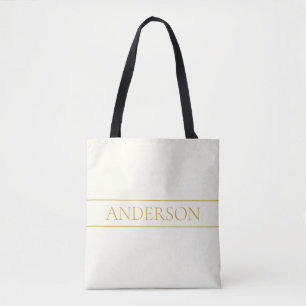 Simple Elegant Customizable Text   Gold Off White Tote Bag