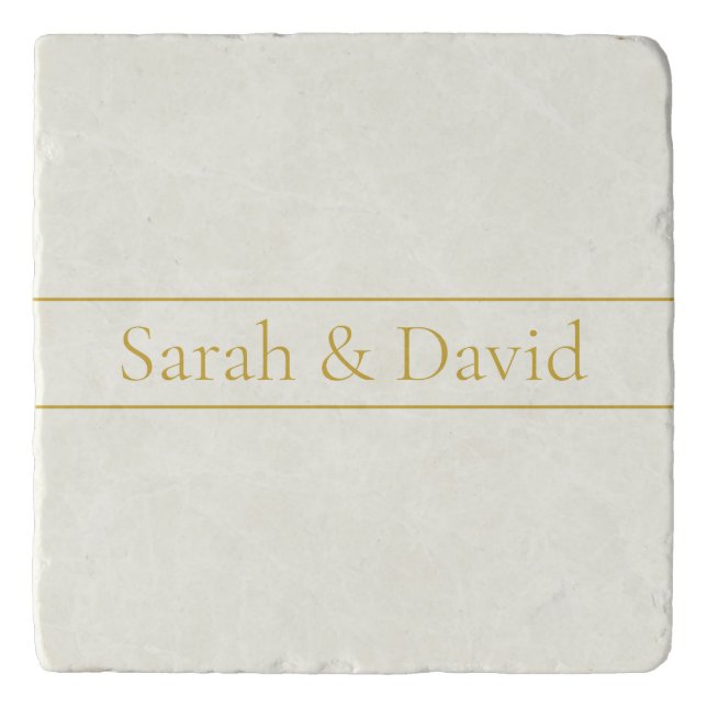 Simple Elegant Customizable Text | Gold Off White Trivet (Front)