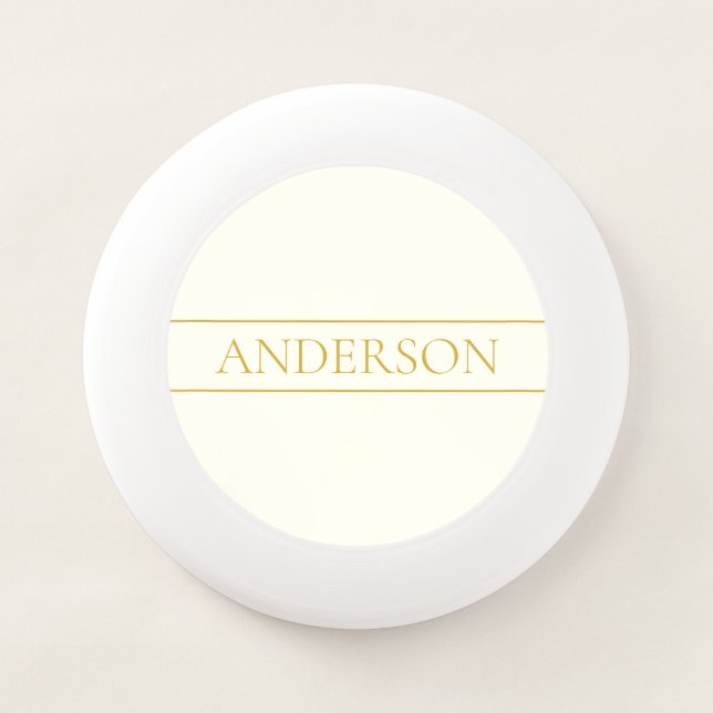 Simple Elegant Customizable Text | Gold Off White Wham-O Frisbee (Front)