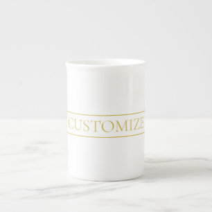 Simple Elegant Customizable Text   Gold & White Bone China Mug