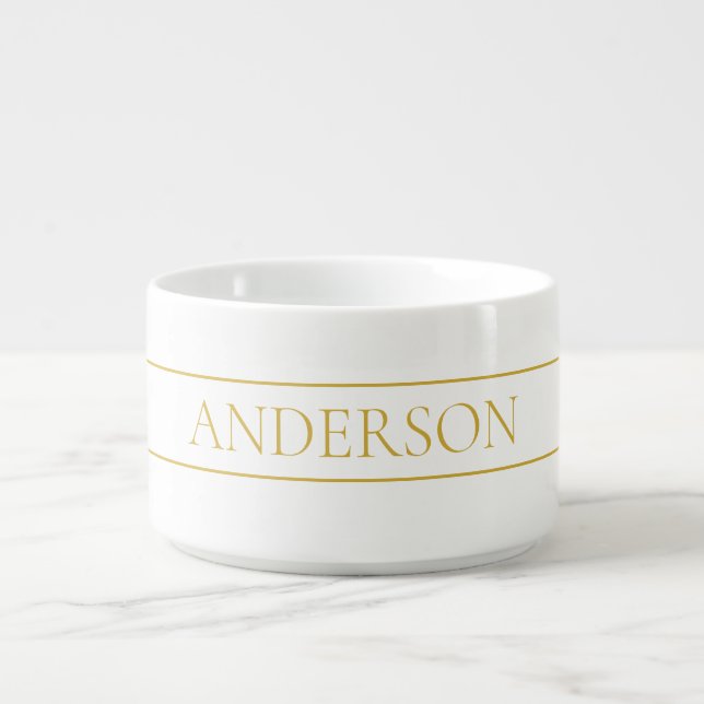 Simple Elegant Customizable Text | Gold & White Bowl (Center)