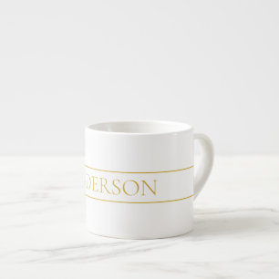 Simple Elegant Customizable Text Gold & White Espresso Cup