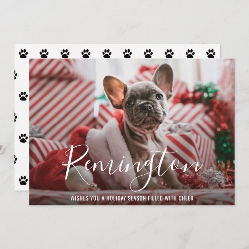 Simple Elegant Cute Photo Dog Christmas Holiday Card