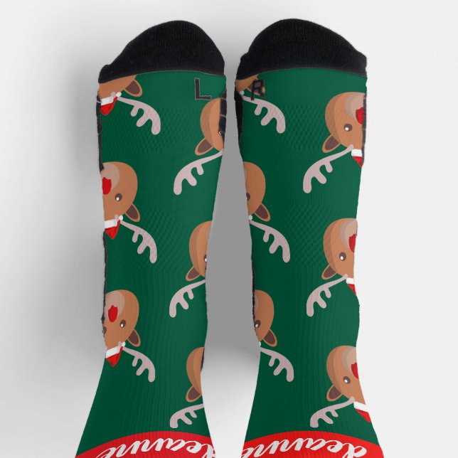 Simple Elegant Cute Reindeer Christmas Family Socks (Top)