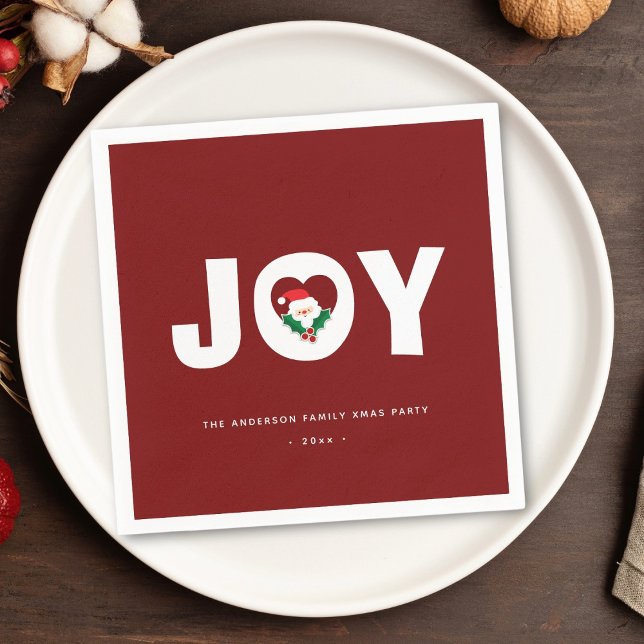 Simple Elegant Cute Santa Christmas Joy Party Napkins (Creator Uploaded)