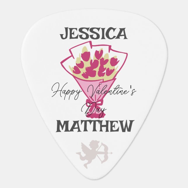 simple elegant cute valentine, Sweet for couple Guitar Pick (Front)