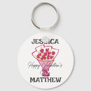 simple elegant cute valentine, Sweet for couple Keychain