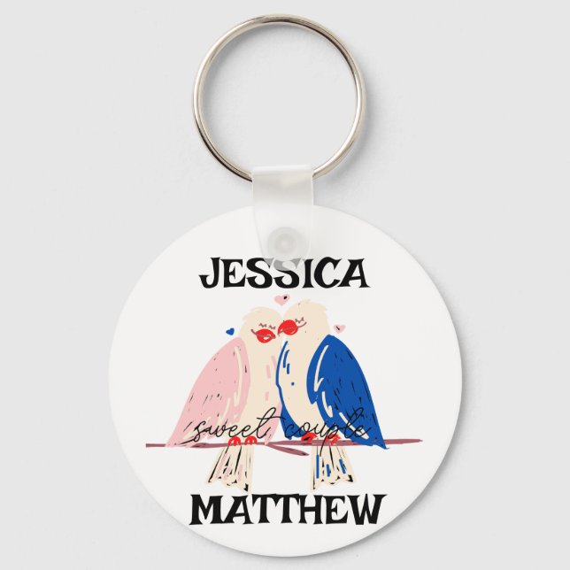 simple elegant cute valentine, Sweet for couple  Keychain (Front)