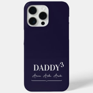 Simple Elegant Daddy Cubed Typography Kid's Names  iPhone 15 Pro Max Case