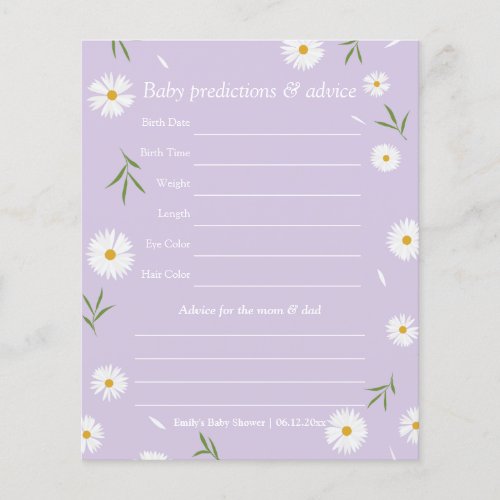 Simple Elegant Daisy Baby Shower Guessing Game