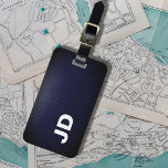 Simple Elegant Dakr Blue Linen White Monogram Luggage Tag<br><div class="desc">Simple elegant dark blue linen luggage tag with your monogram.</div>