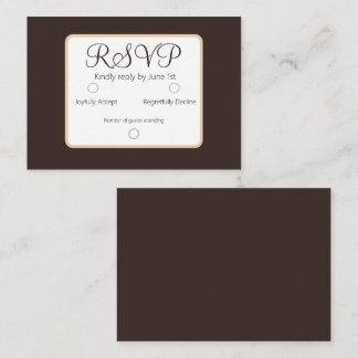 Simple Elegant Dark Brown RSVP Wedding Note Card