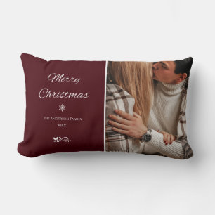 Simple & Elegant Dark Burgundy Christmas Holidays Lumbar Pillow