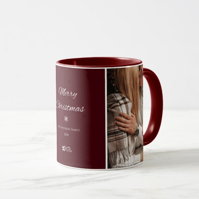 Simple & Elegant Dark Burgundy Christmas Holidays Mug (Front Right)