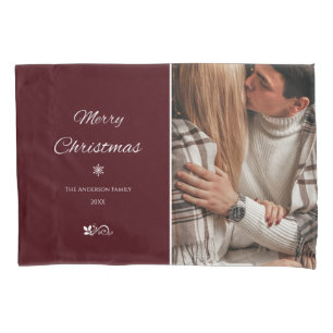 Simple & Elegant Dark Burgundy Christmas Holidays Pillow Case