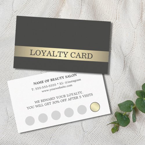 Simple Elegant Dark Faux Gold Stripe Loyalty Card