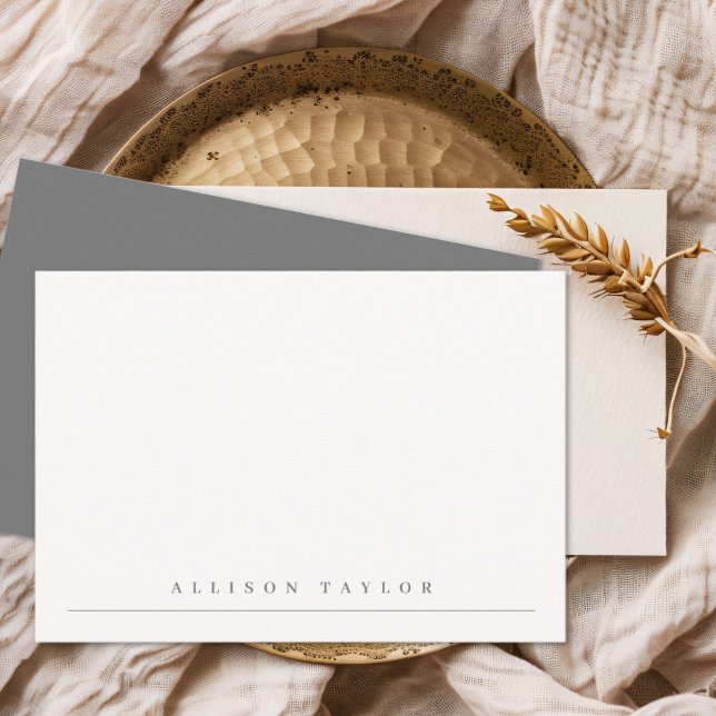 Simple Elegant Dark Grey Custom Name Note Card (Creator Uploaded)