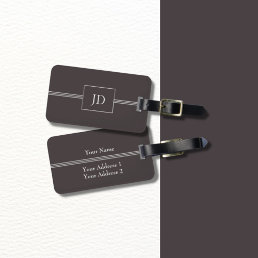 Simple Elegant Dark Grey Monogram Luggage Tag