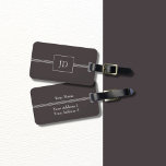 Simple Elegant Dark Grey Monogram Luggage Tag at Zazzle