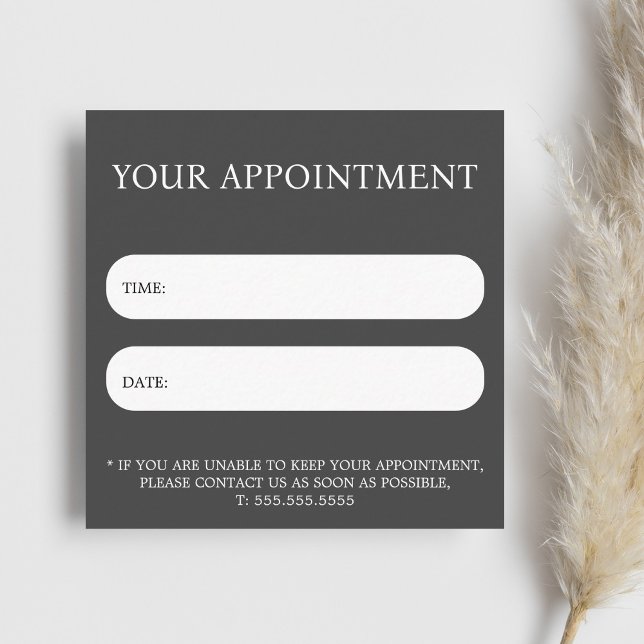 Simple Elegant Dark Grey White Salon Appointment Card (Creator Uploaded)