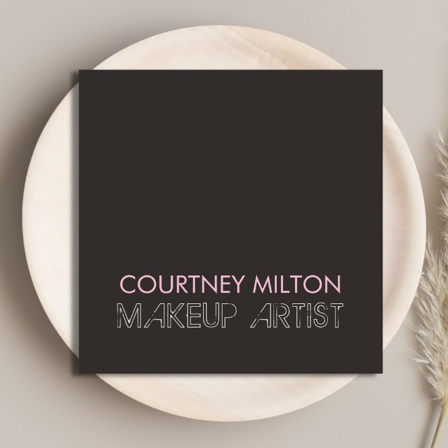Simple Elegant Dark Makeup Artist Square Business Card (Creator Uploaded)