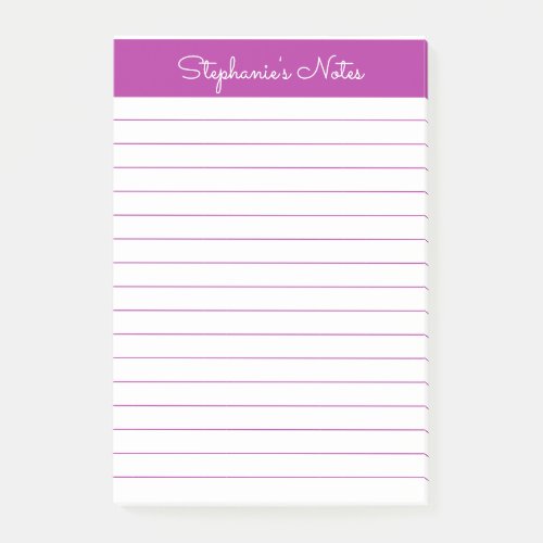 Simple Elegant Dark Pink Lined Personalized Post_it Notes