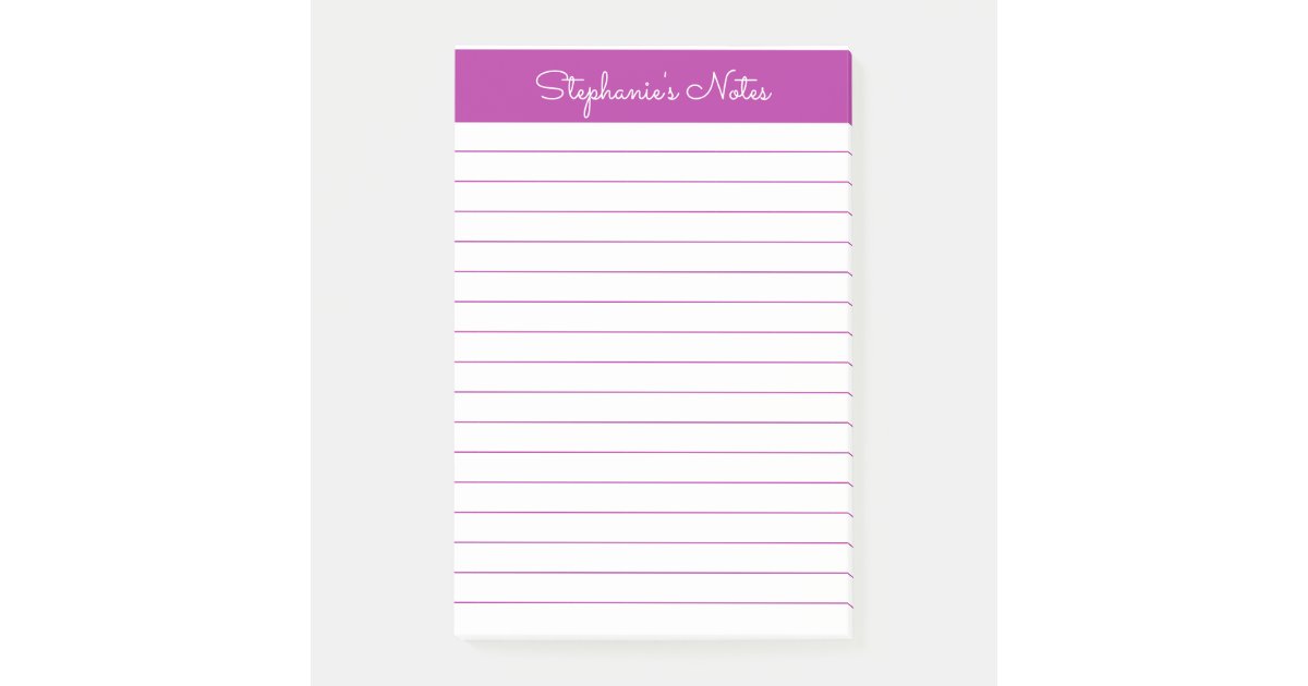 Simple Elegant Dark Pink Lined Personalized Post-it Notes | Zazzle