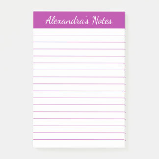 Simple Elegant Dark Pink Lined Personalized Post-it Notes