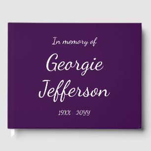 Simple & Elegant Dark Purple Funeral Guestbook