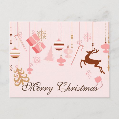 Simple Elegant Decor Merry Christmas Holiday Postcard