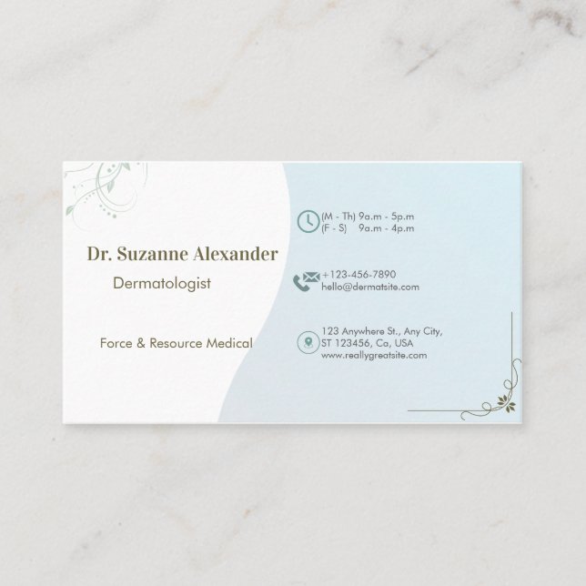 Simple elegant dermatologist appointment card (Front)