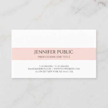 Simple Elegant Design Pink White Trendy Plain Business Card