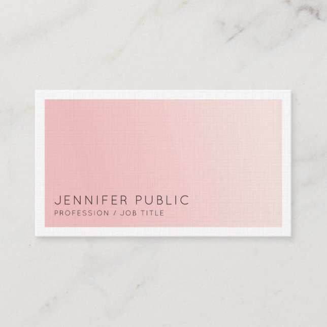 Simple Elegant Design Trendy Blush Pink Luxury Business Card (Front)