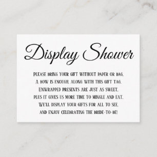 Simple Elegant Display Bridal Shower Black & White Enclosure Card