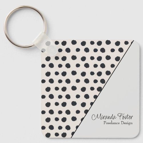 Simple Elegant Dotted Business Card Keychain