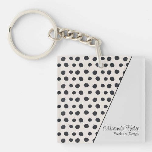 Simple Elegant Dotted Business Card Keychain