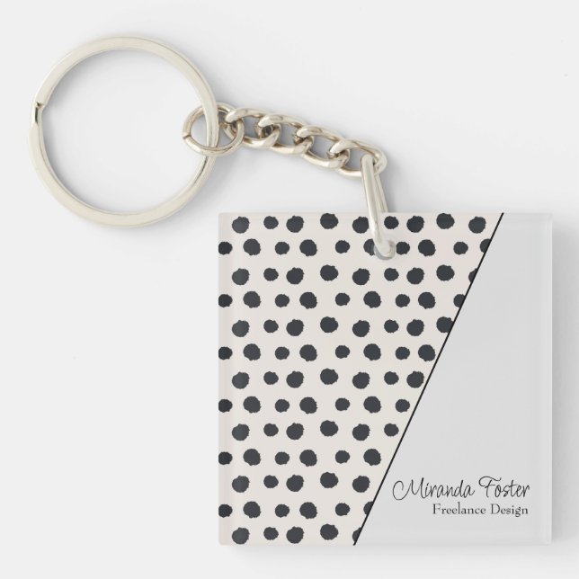 Simple Elegant Dotted Business Card Keychain (Front)