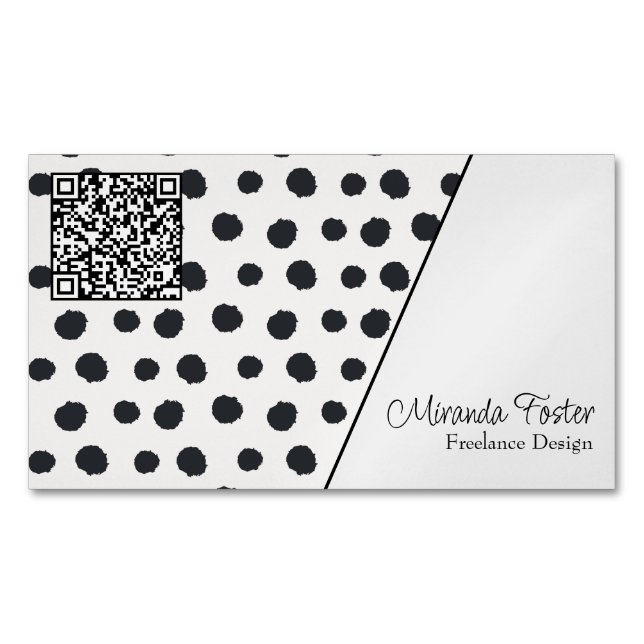 Simple Elegant Dotted QR Code Business Card Magnet (Front)