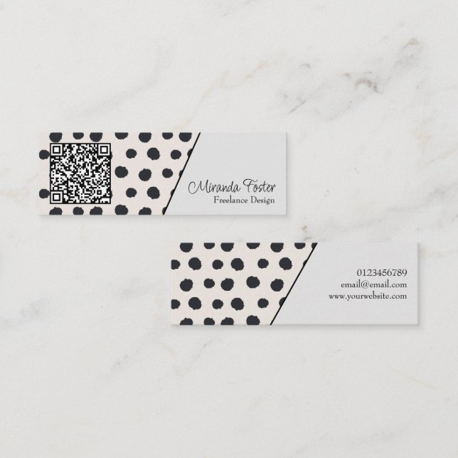 Simple Elegant Dotted QR Code Mini Business Card (Front/Back)