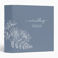 Simple Elegant Dusty Blue and White Script Wedding
