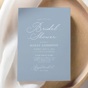 Simple Elegant Dusty Blue Bridal Shower Invitation