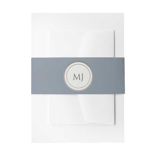 Simple Elegant Dusty Blue Wedding Invitation Belly Band (Front Example)