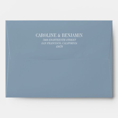 Simple Elegant Dusty Blue Wedding Return Address Envelope