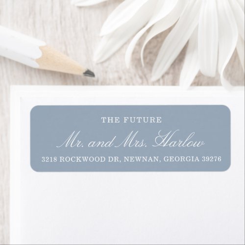 Simple Elegant Dusty Blue Wedding Return Address Label
