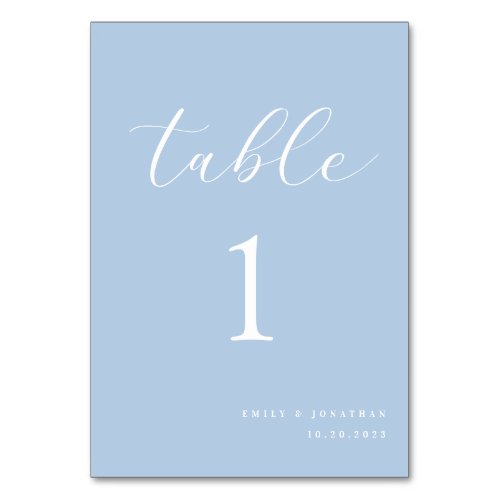 Simple Elegant Dusty Blue Wedding Table Number