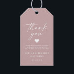 Simple Elegant Dusty Mauve Pink Wedding Thank You Gift Tags<br><div class="desc">Simple Elegant Dusty Mauve Pink Wedding Thank You Gift Tags. This modern wedding or any event Thank You Tag design is simple and minimal with a Plain Solid color Background and trendy signature calligraphy script fonts. Add Your custom couple's Photograph to the back side for a completely personalized look! Shown...</div>