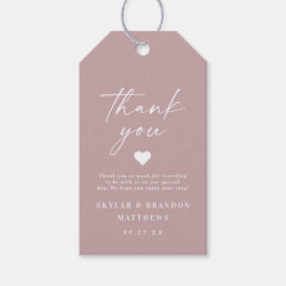 Simple Elegant Dusty Mauve Pink Wedding Thank You Gift Tags