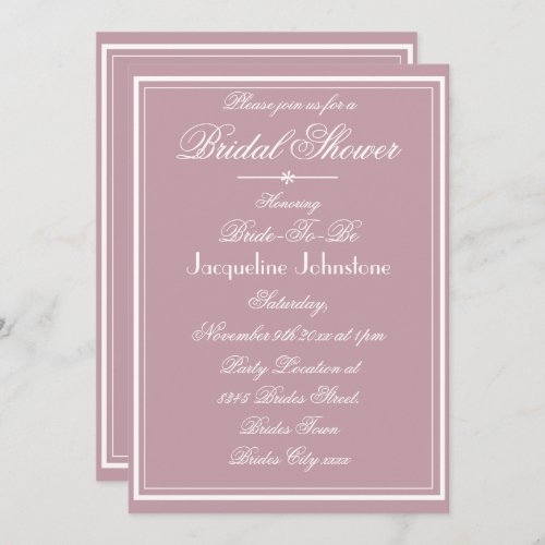  Simple Elegant Dusty Pink Cool Chic Bridal Shower Invitation