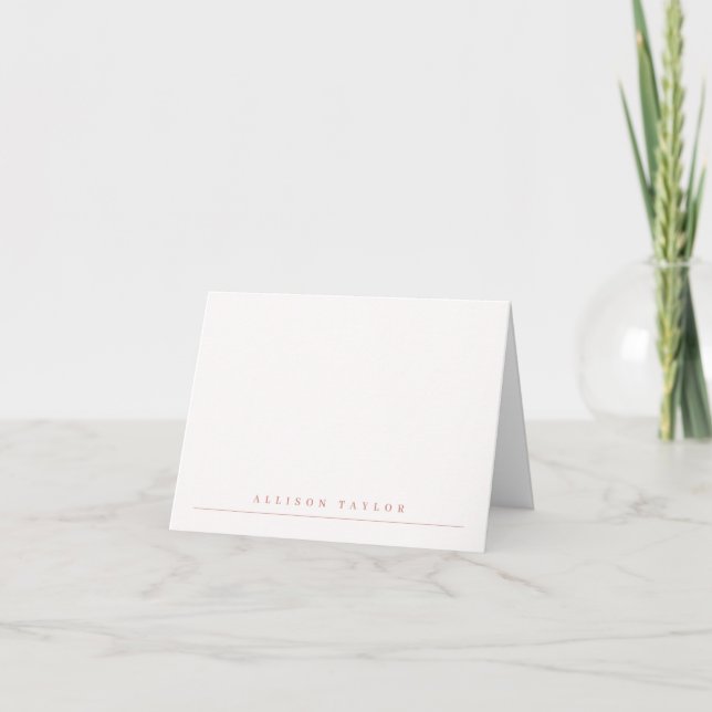 Simple Elegant Dusty Pink Custom Name Note Card (Front)